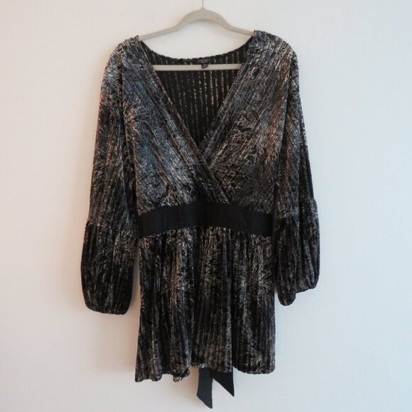 VINTAGE NINE WEST Y2K Velvet Burnout Metallic Babydoll Top Whimsigoth - Size 2X - Picture 2 of 16
